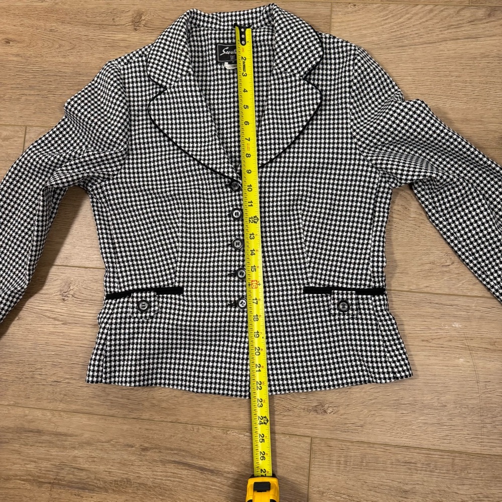 Vintage Sweet Suit Black White Houndstooth Skirt Suit Set Size 8 - Picture 5 of 14
